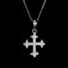 14K White Gold 0.21 CTW Diamond Cross Pendant