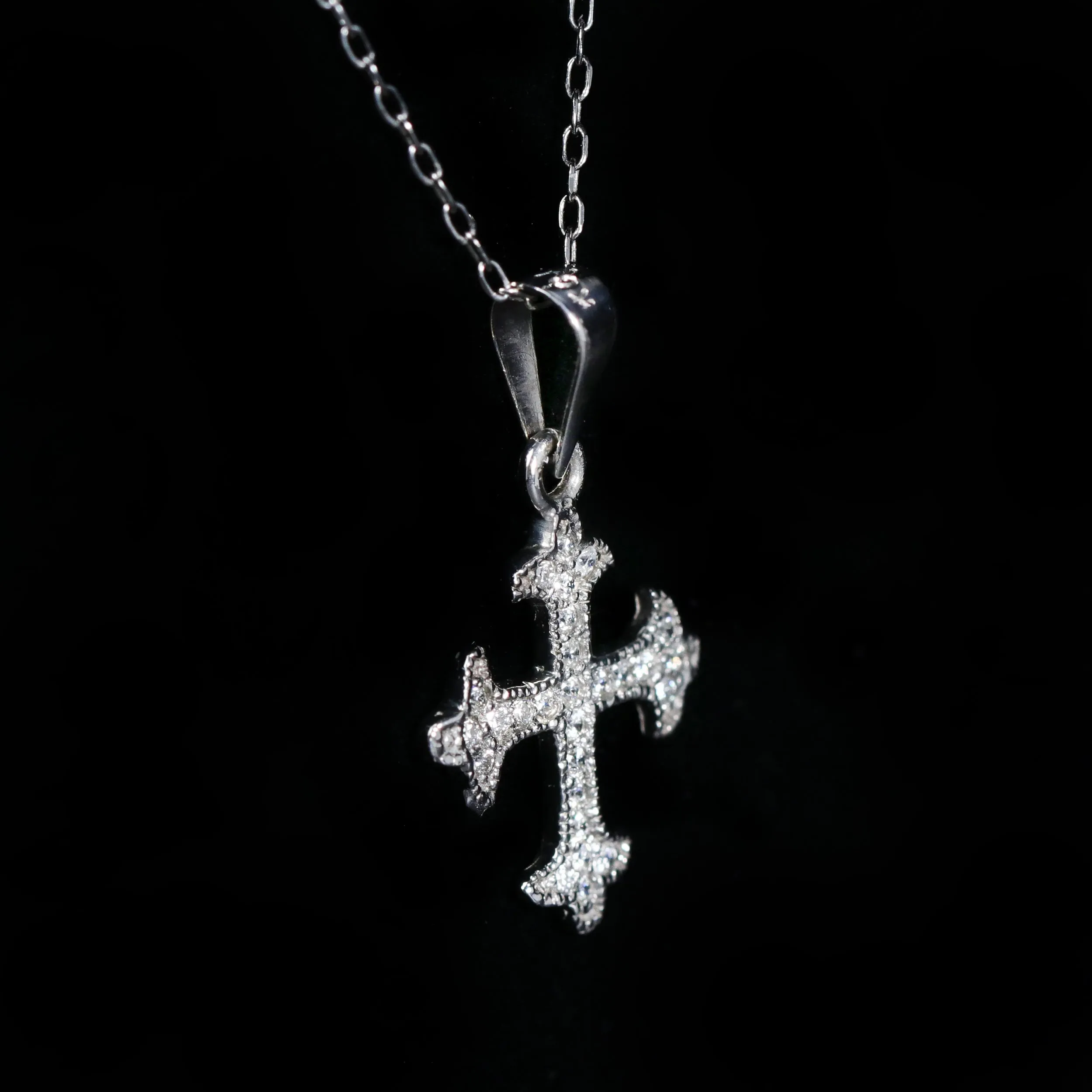 14K White Gold 0.21 CTW Diamond Cross Pendant