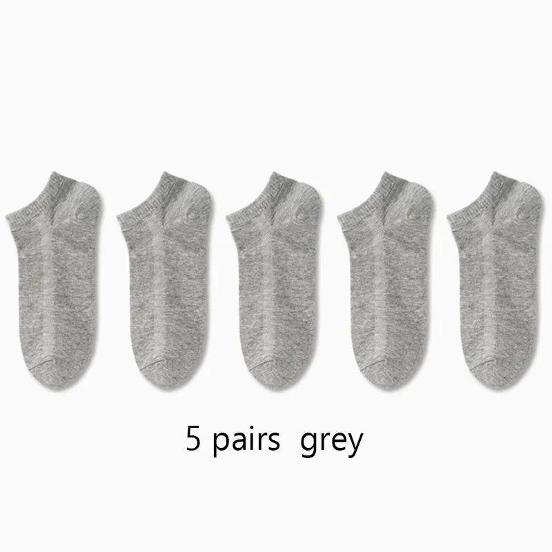 1/5/10pairs Men's Breathable Athletic Plain Color Boat Comfortable Ankle Socks