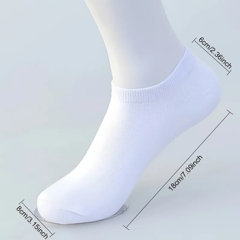 1/5/10pairs Men's Breathable Athletic Plain Color Boat Comfortable Ankle Socks