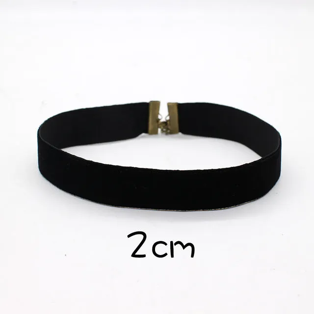 2017 Fashion Black Velvet Choker Necklace 90's plain Ribbon Gothic round Burlesque rope chain Statement Jewelry Retro for Women