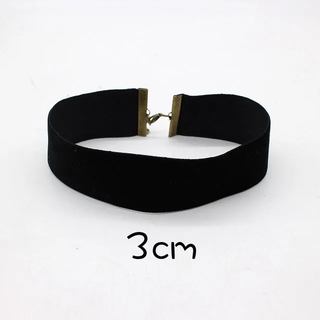 2017 Fashion Black Velvet Choker Necklace 90's plain Ribbon Gothic round Burlesque rope chain Statement Jewelry Retro for Women