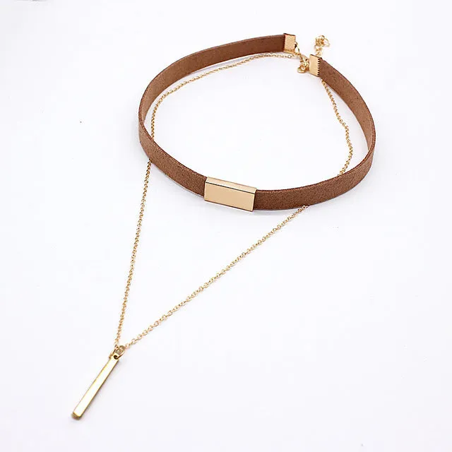 2017 New Black Velvet Choker Necklace Strip rope Chain Bar Square tube strip Chocker Women collar mujer collier femme ras du cou