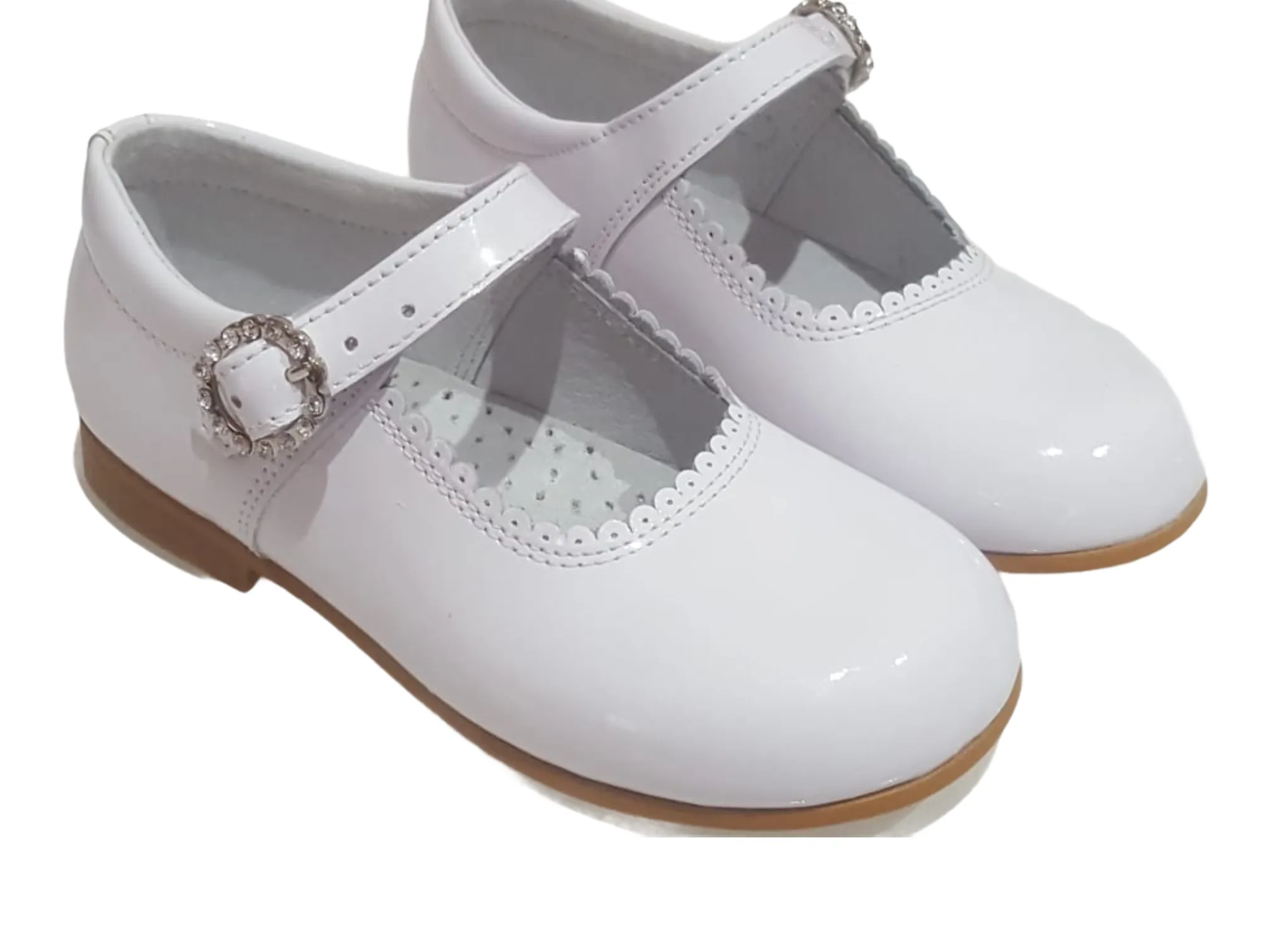 6270-1 White Shoe with Diamante Buckle