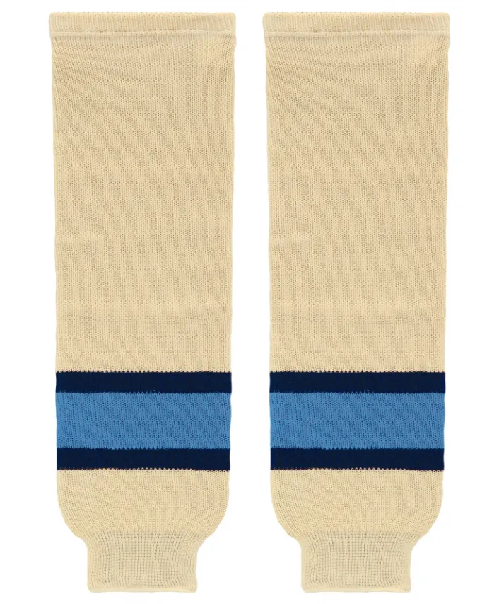 Athletic Knit (AK) HS630-545 Sand/Navy/Sky Blue Knit Ice Hockey Socks