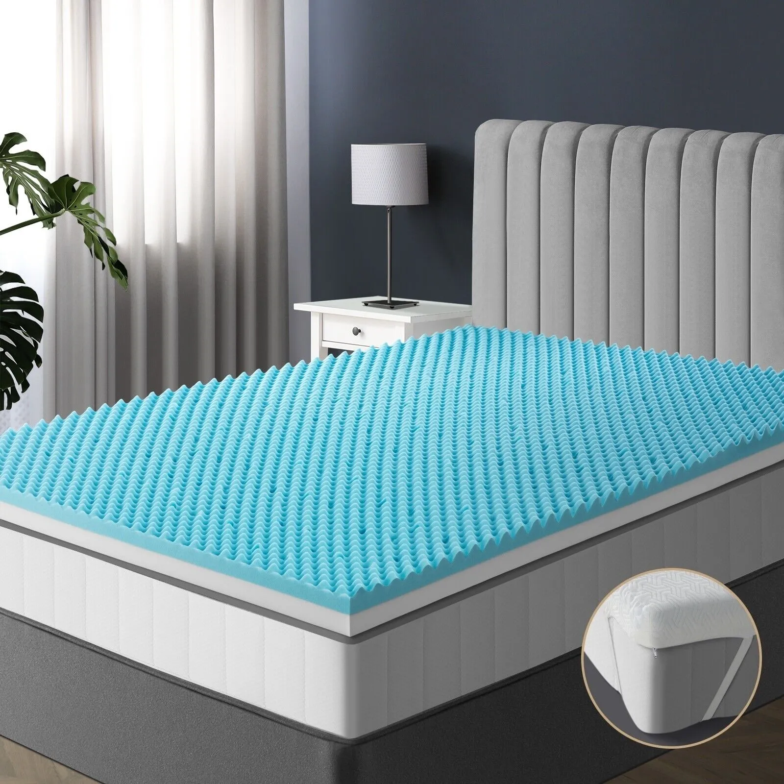 Bedra Memory Foam Mattress Topper Reversible Cool Gel Bed Mat 10cm Queen