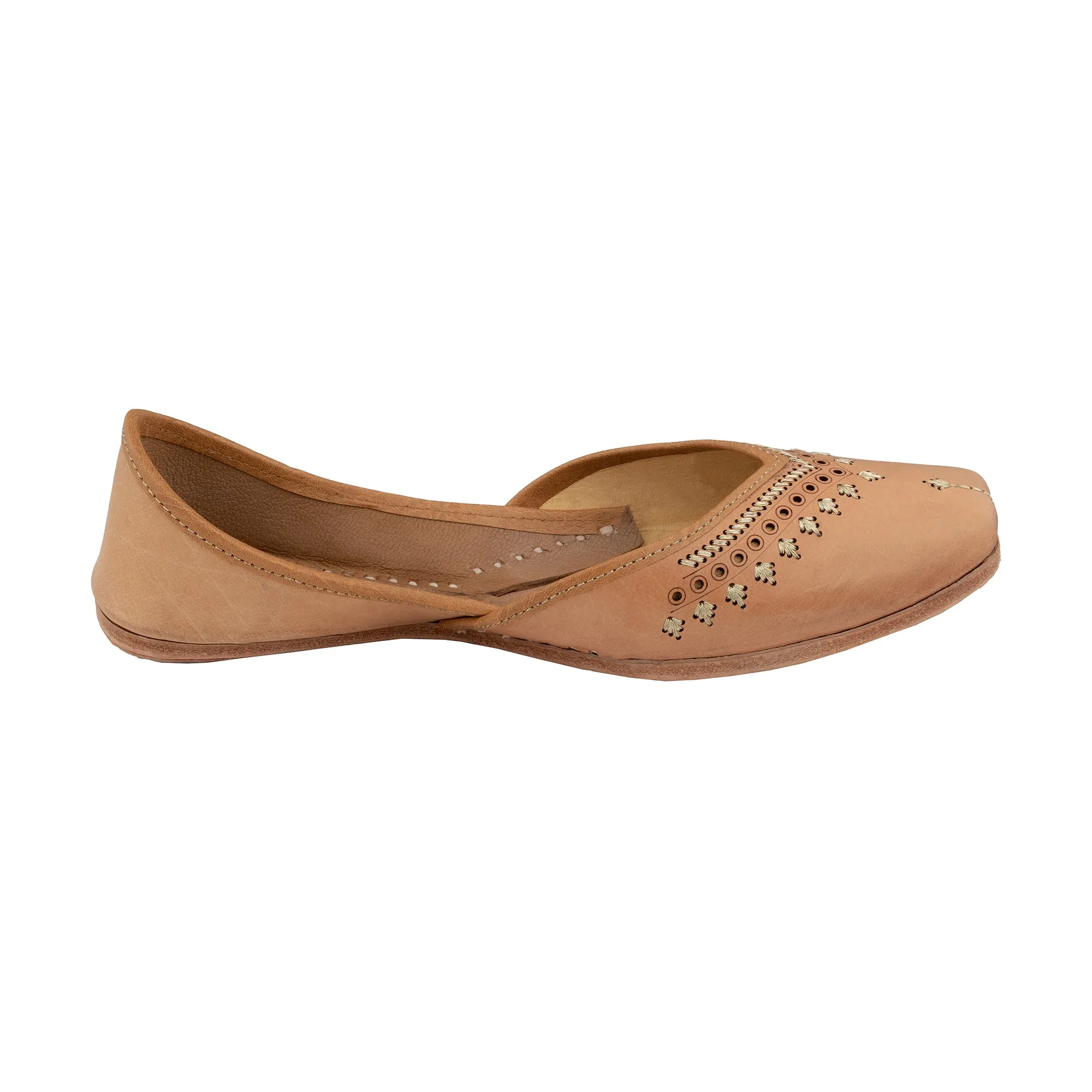 Beige Hera Women's Kolhapuri Leather Jutti