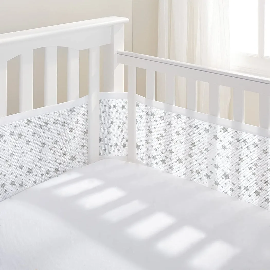 Breathable Baby Mesh Liner - 4 Sided (Twinkle Stars Grey)