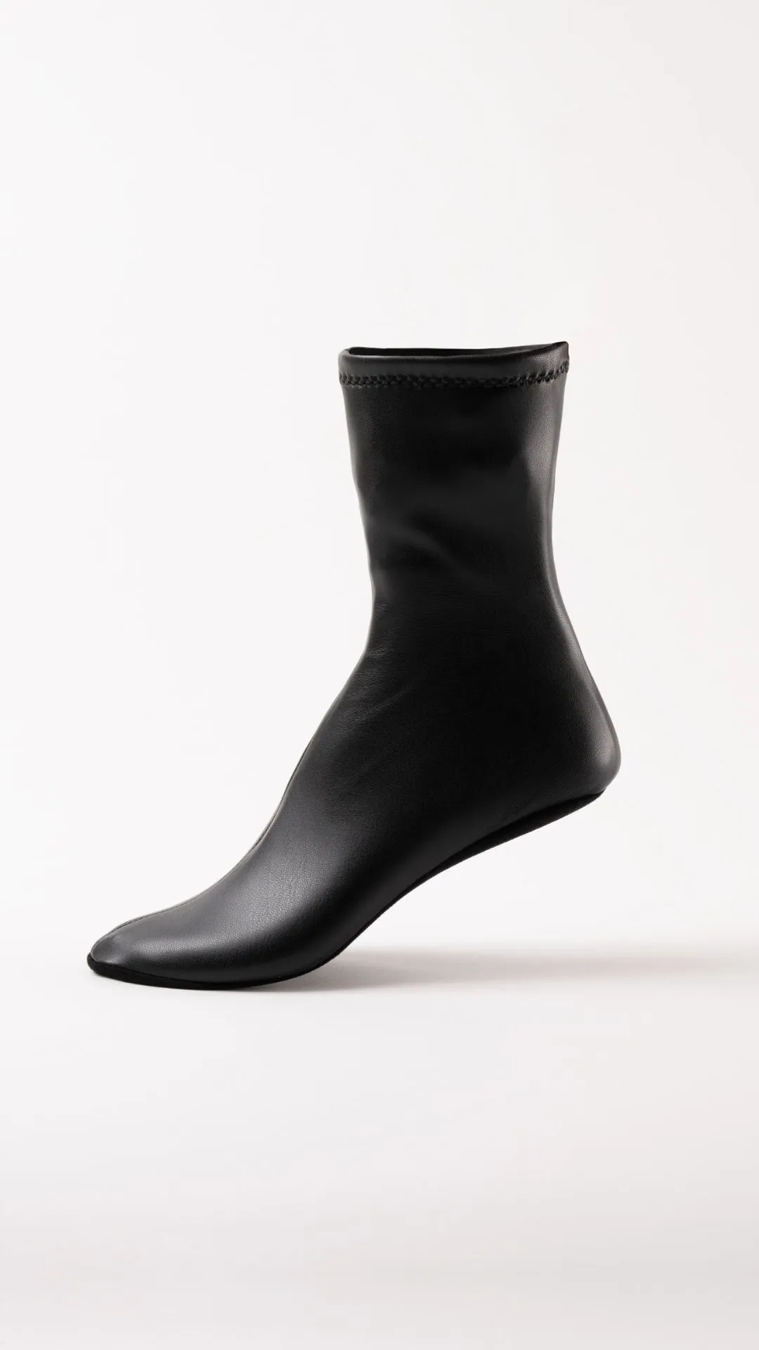 CARLA - Black Faux Stretch Leather Socks