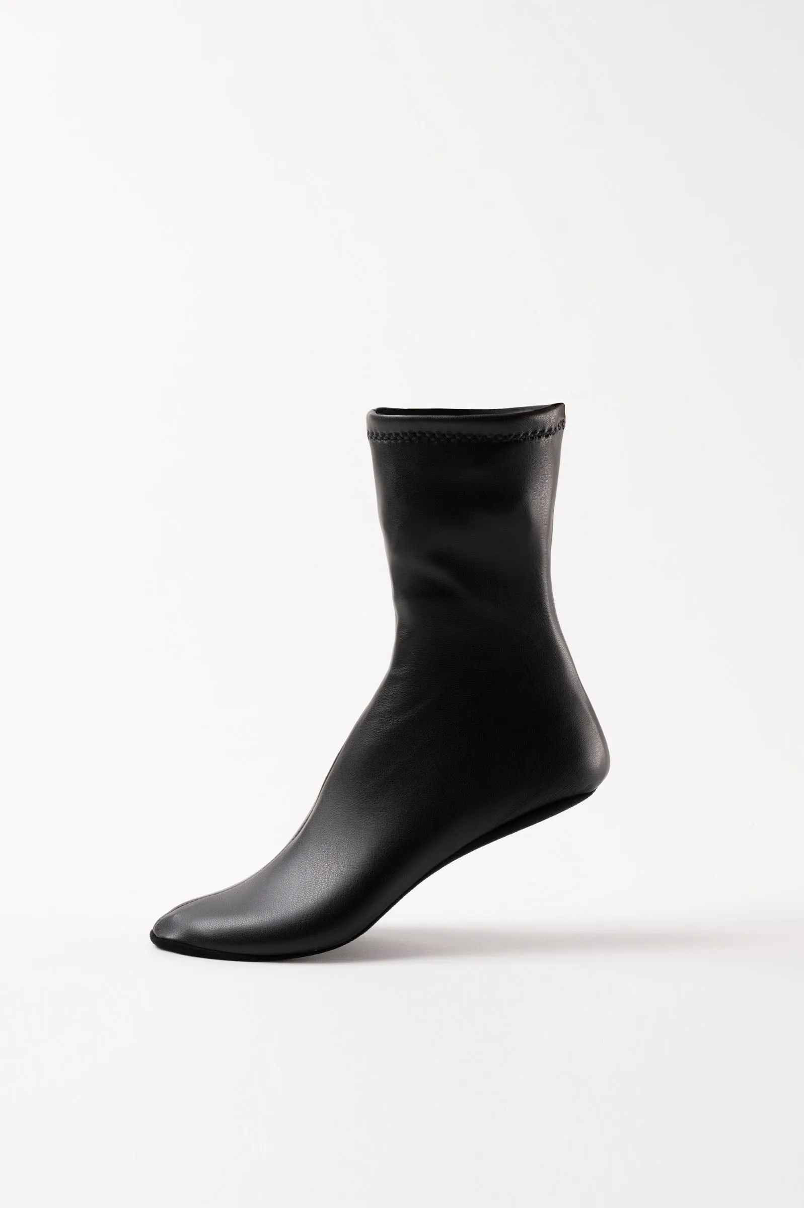 CARLA - Black Faux Stretch Leather Socks