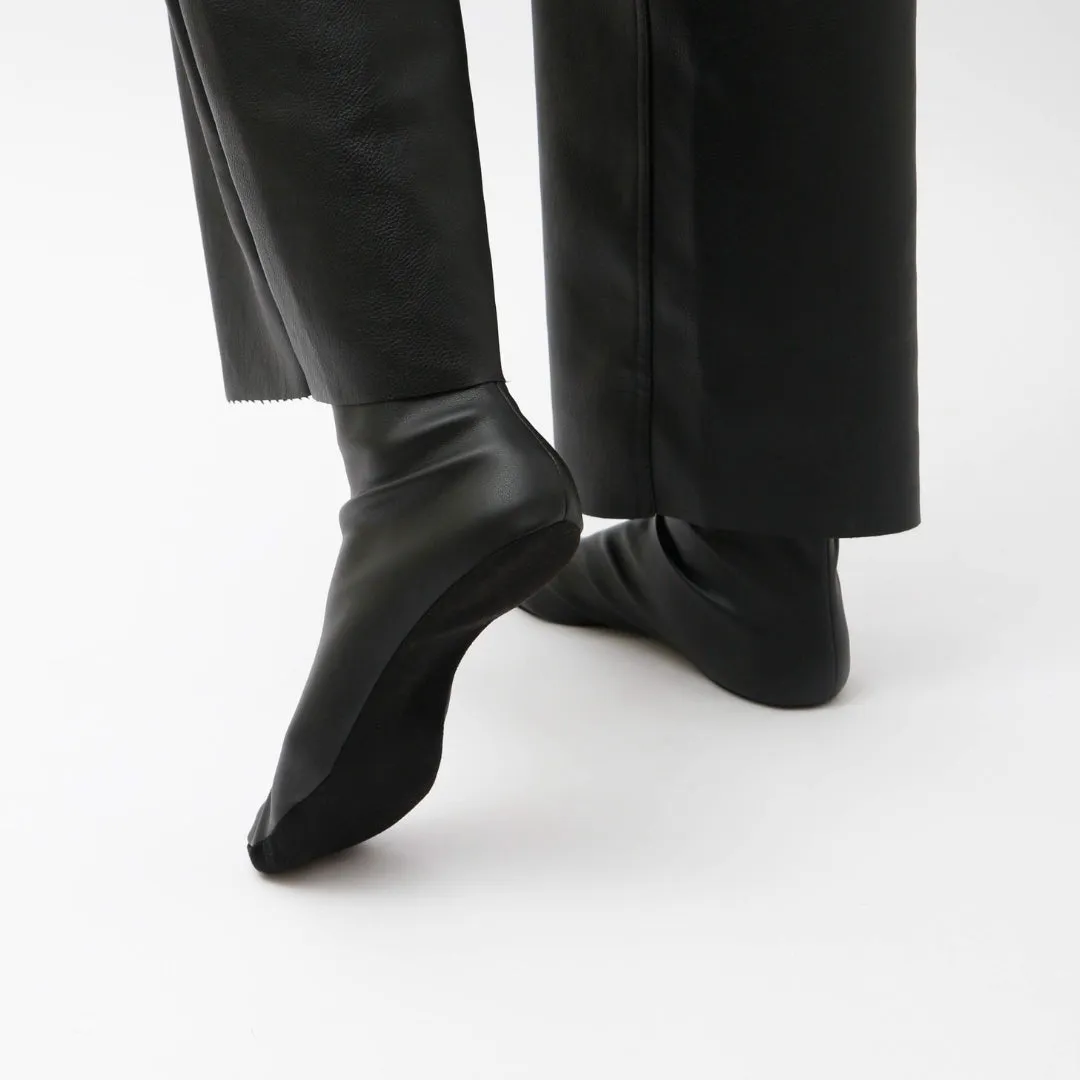 CARLA - Black Faux Stretch Leather Socks