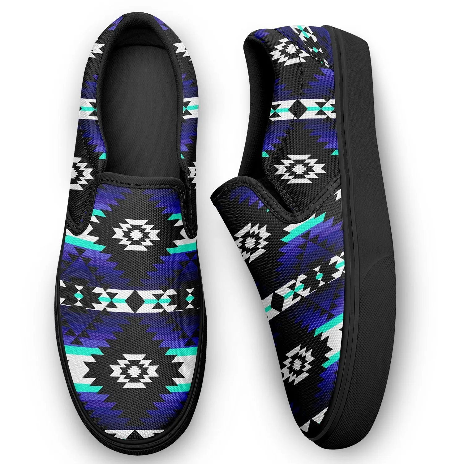 Cree Confederacy Midnight Otoyimm Kid's Canvas Slip On Shoes