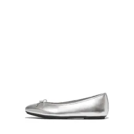 Delicato Bow Soft Metallic-Leather Ballet Flats