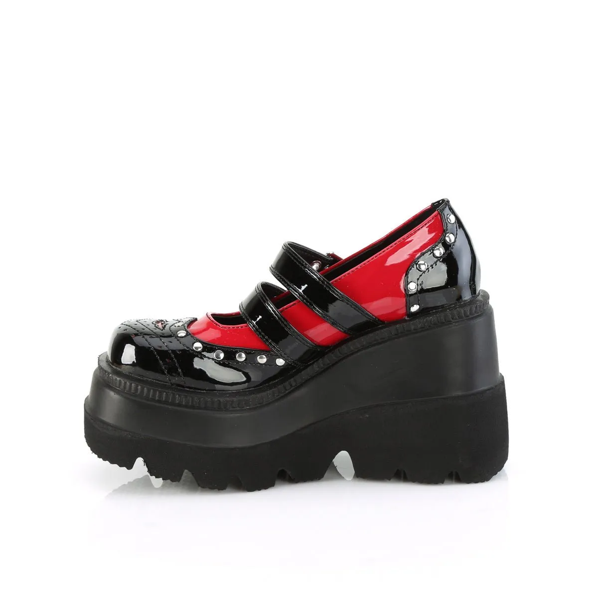 Demonia SHAKER-27 | Black & Red Patent Leather Mary Janes