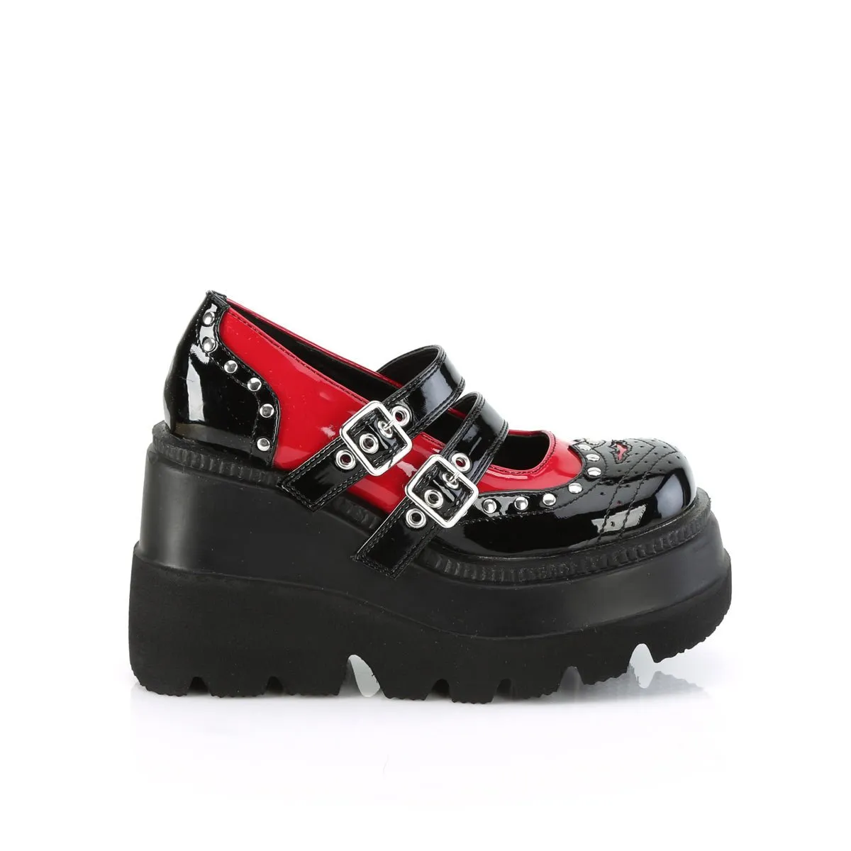 Demonia SHAKER-27 | Black & Red Patent Leather Mary Janes