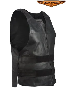 Dream Apparel Men's Black Leather Replica Vest