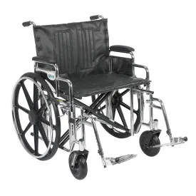 Drive Medical std24dda-sf Sentra Extra Heavy Duty Wheelchair, Detachable Desk Arms, Swing away Footrests, 24" Seat