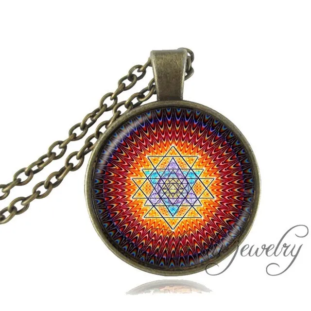 Drop shipping Fashion Buddhist Sri Yantra Pendant Necklace Sacred Geometry Sri Yantra Jewelry, Jewelry wholesale