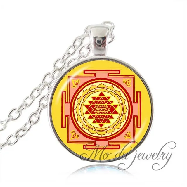 Drop shipping Fashion Buddhist Sri Yantra Pendant Necklace Sacred Geometry Sri Yantra Jewelry, Jewelry wholesale