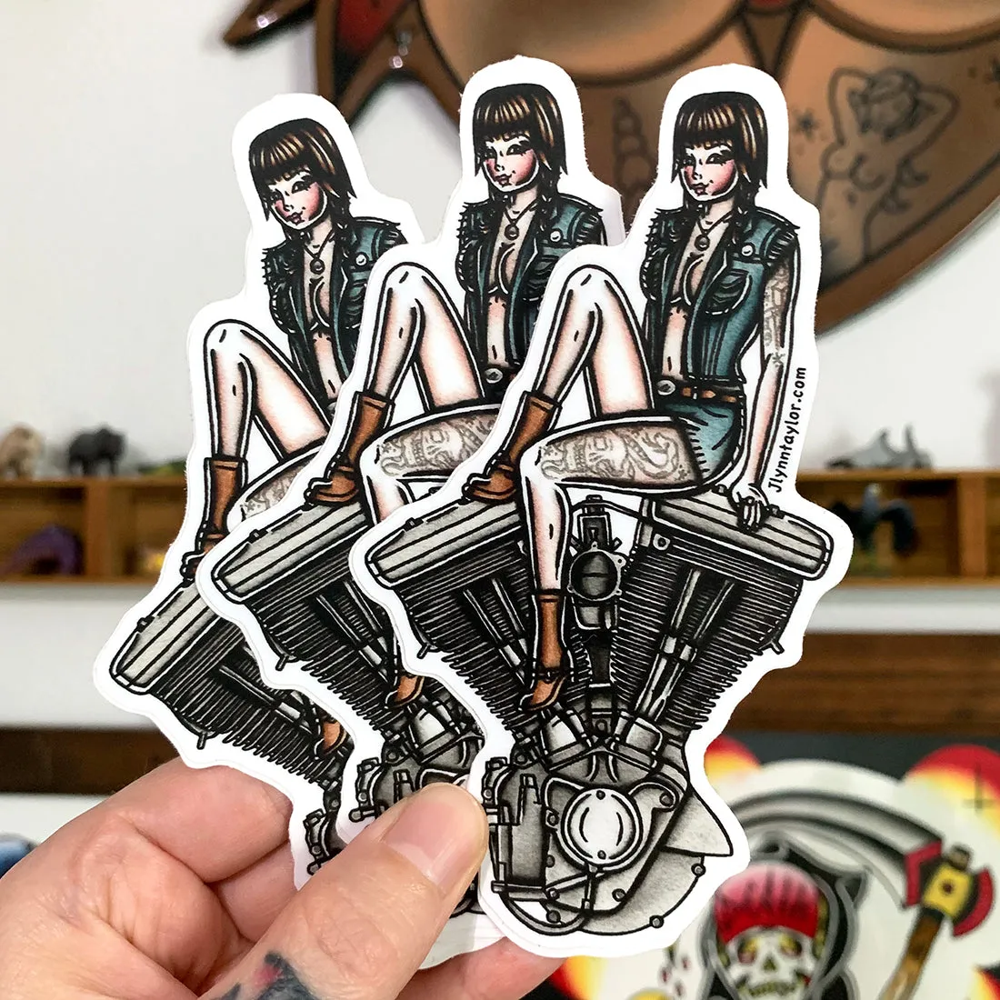 Evolution Engine Pinup Sticker