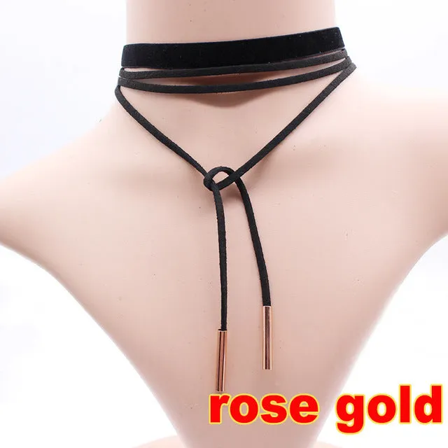 Fashion kolye multilayer Velvet strip Choker Necklace rope collar Tattoo Statement jewelry for women mujer ras de cou Bijoux