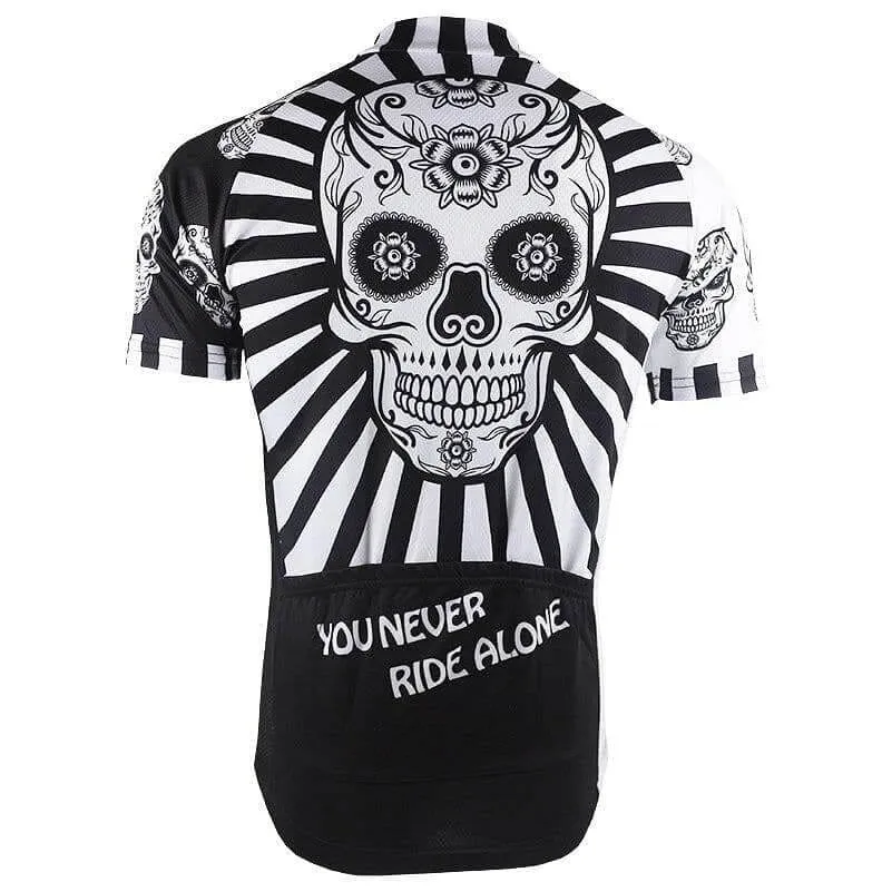 Flower Skull Print Cycling Jersey