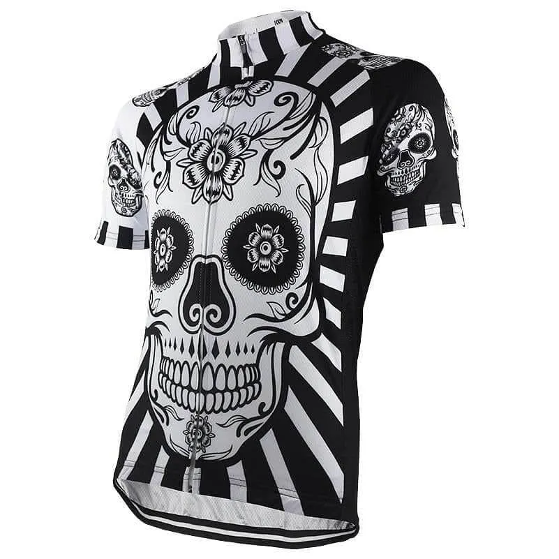 Flower Skull Print Cycling Jersey