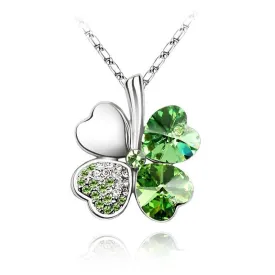 free shipping charms women accessories quality Austrian Crystal lover 4 four Leaf Leaves Clover necklace pendant fashion jewelry