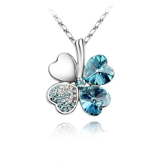 free shipping charms women accessories quality Austrian Crystal lover 4 four Leaf Leaves Clover necklace pendant fashion jewelry