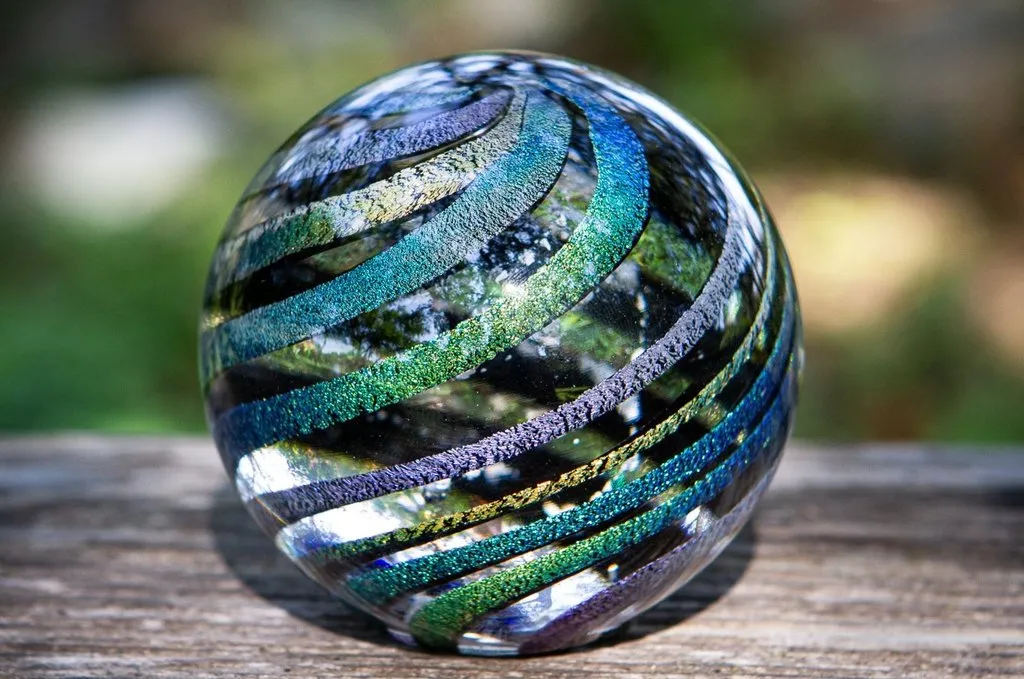 Giant Dichroic Orb with Cremation Ash