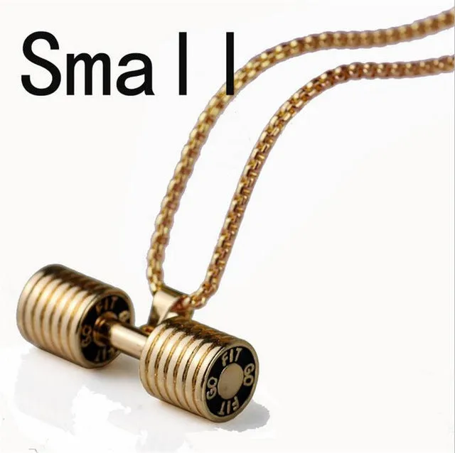 High Quality Gold Silver Black Big Small dumbbell pendant necklace For men Trendy gifts fitness barbell Jewelry