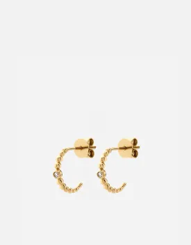 Ida Huggie Earrings, 14k Gold Pavé