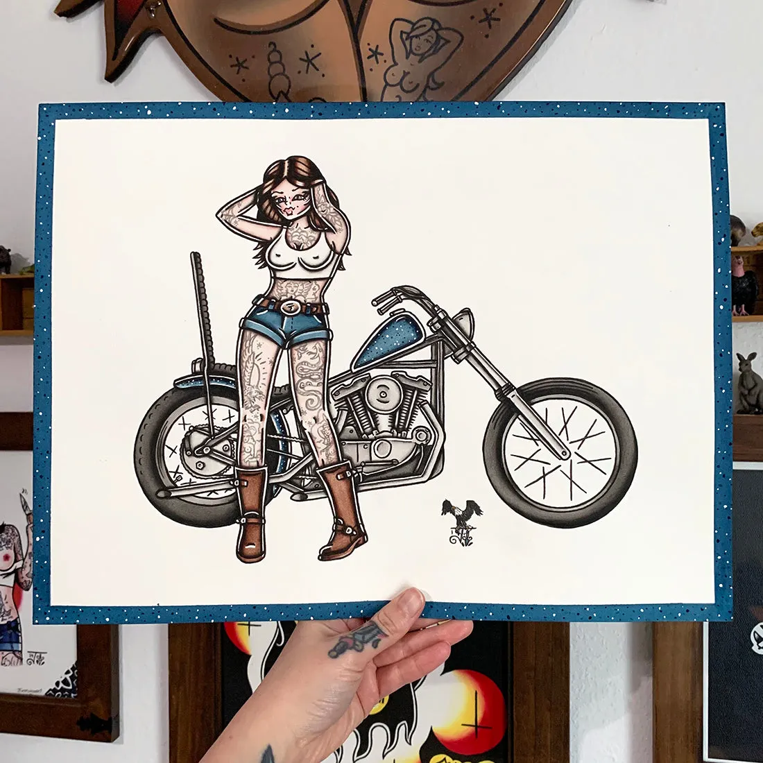 Ironhead Chopper Pinup Painting