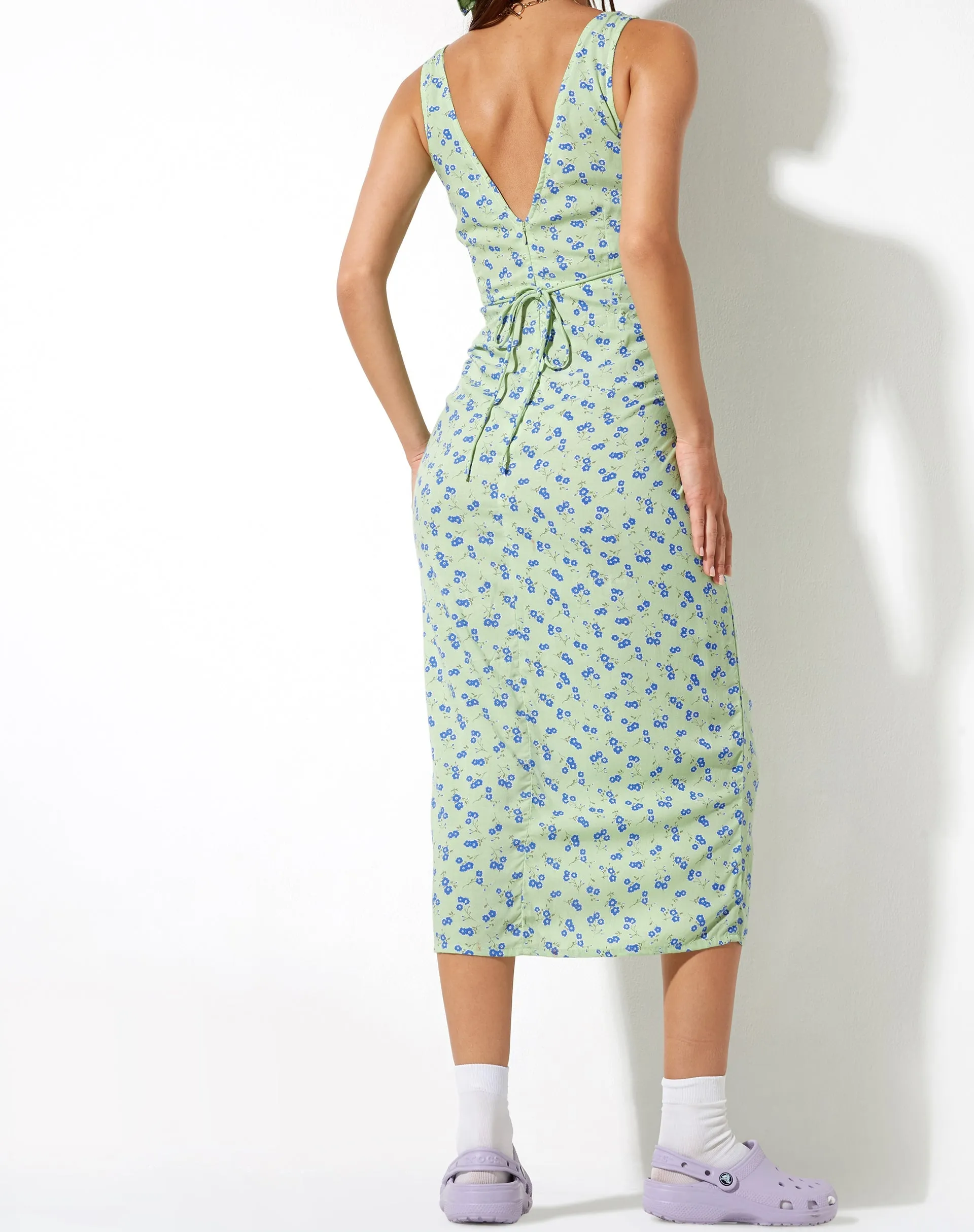 Lisheva Midi Dress in Lime Floral