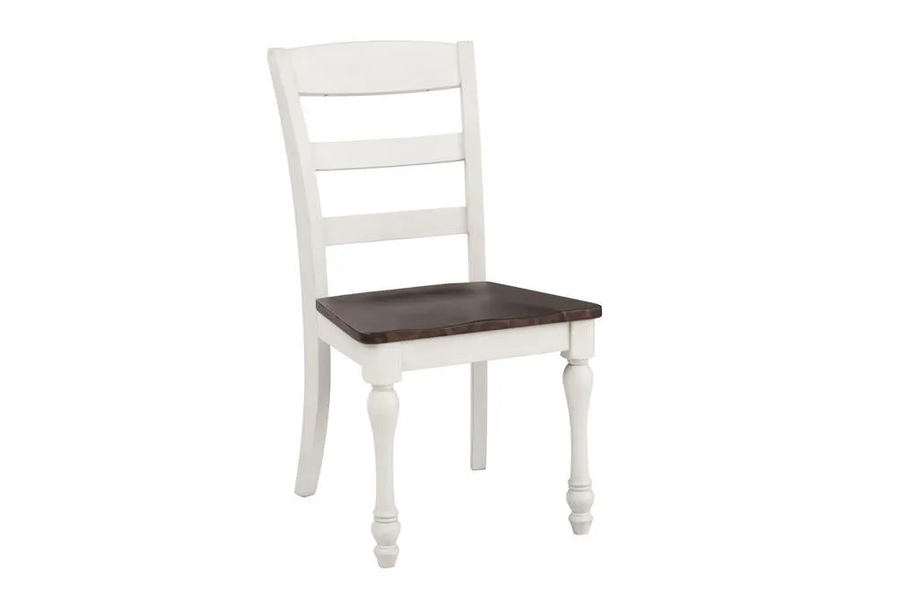 Madelyn Ladder Back Side Chairs Dark Cocoa and Coastal White (Set of 2)