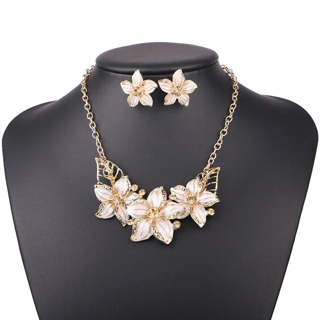 Match-Right Women Necklace Flower Statement Necklaces Pendants Trendy Jewelry Enamel Necklace Women Accessories  KK020