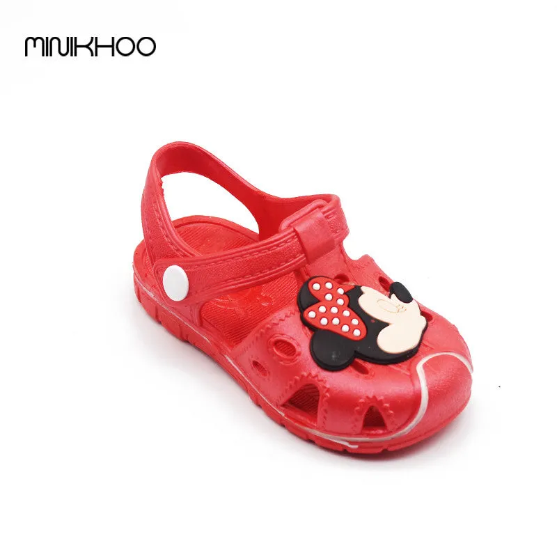 Mickey & Minnie Children'S Sandals Slippers 2016 Summer Boys Girls Sandals Children Hole Shoes Slip Sandals Beach Sandals Soft