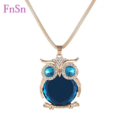 New 2017 Hot Summer choker Necklace&Pendant Owl Women Trendy Crystal Long Link Chain Zinc Alloy Gold Color Animal Jewellery Gift