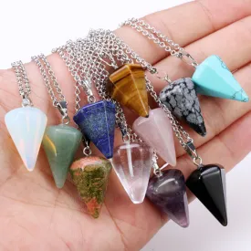 New Natural stone Quartz stone pendant Chain necklace Women Statement Fashion Jewelry  Free shipping