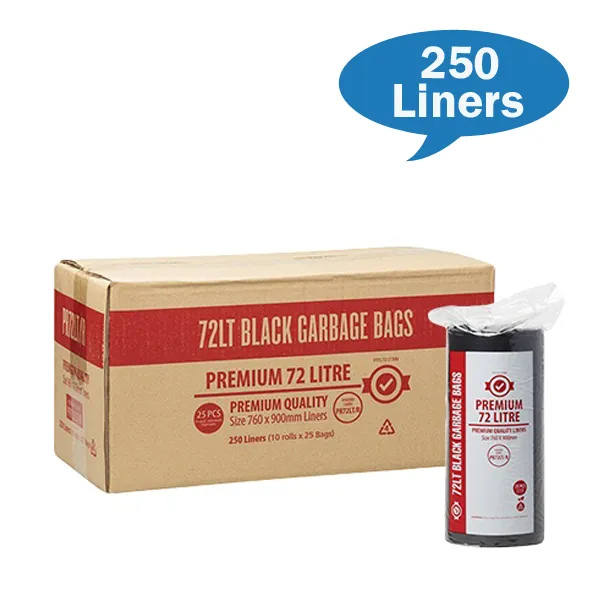 Premium Heavy Duty 72Lt Black Bin Liners in a Roll