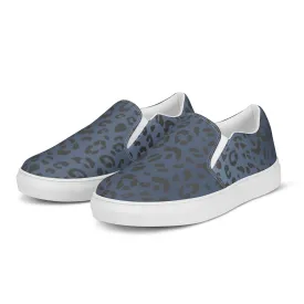 Rainbow Blue Leopard Print Slip-on Canvas Shoes (female sizes)