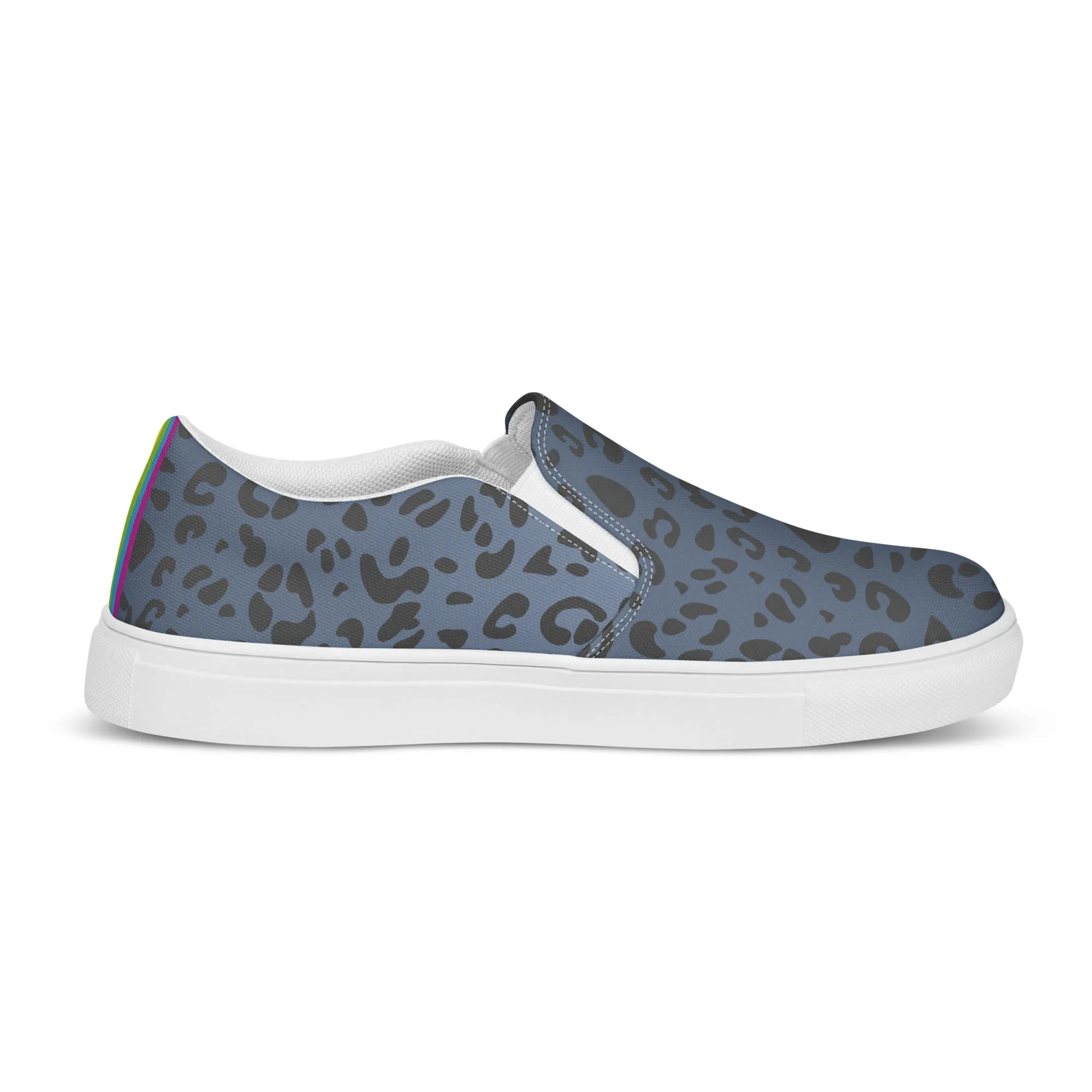 Rainbow Blue Leopard Print Slip-on Canvas Shoes (female sizes)