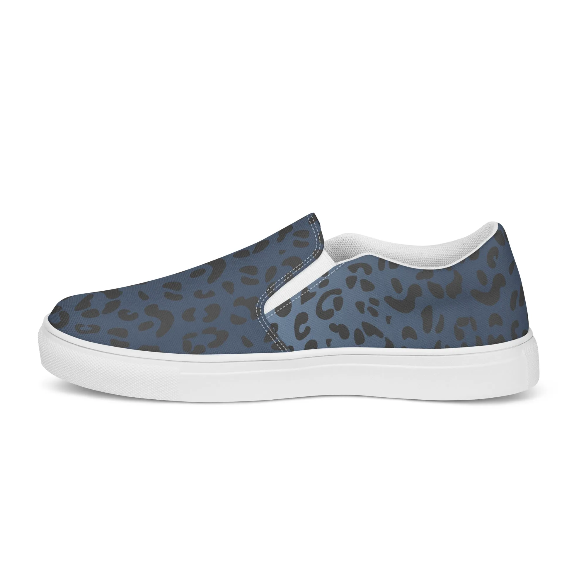 Rainbow Blue Leopard Print Slip-on Canvas Shoes (female sizes)