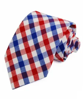 Red and Blue Plaid Cotton Necktie