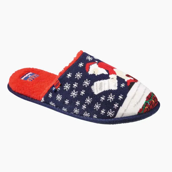 Reef Mens Tipsy Elves Slippers Santa Log