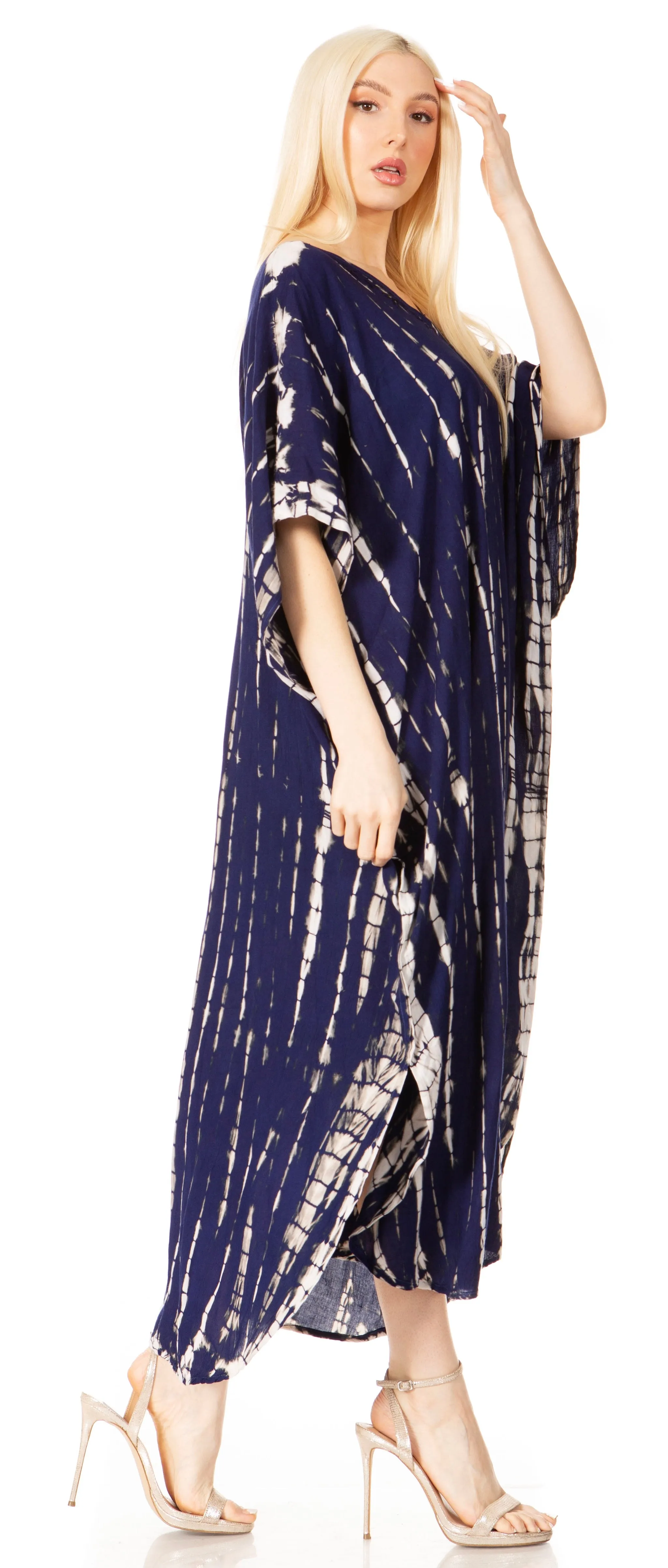 Sakkas Maitte Women's V-Neck Printed Kaftan Cover-Up Dress for the Beach