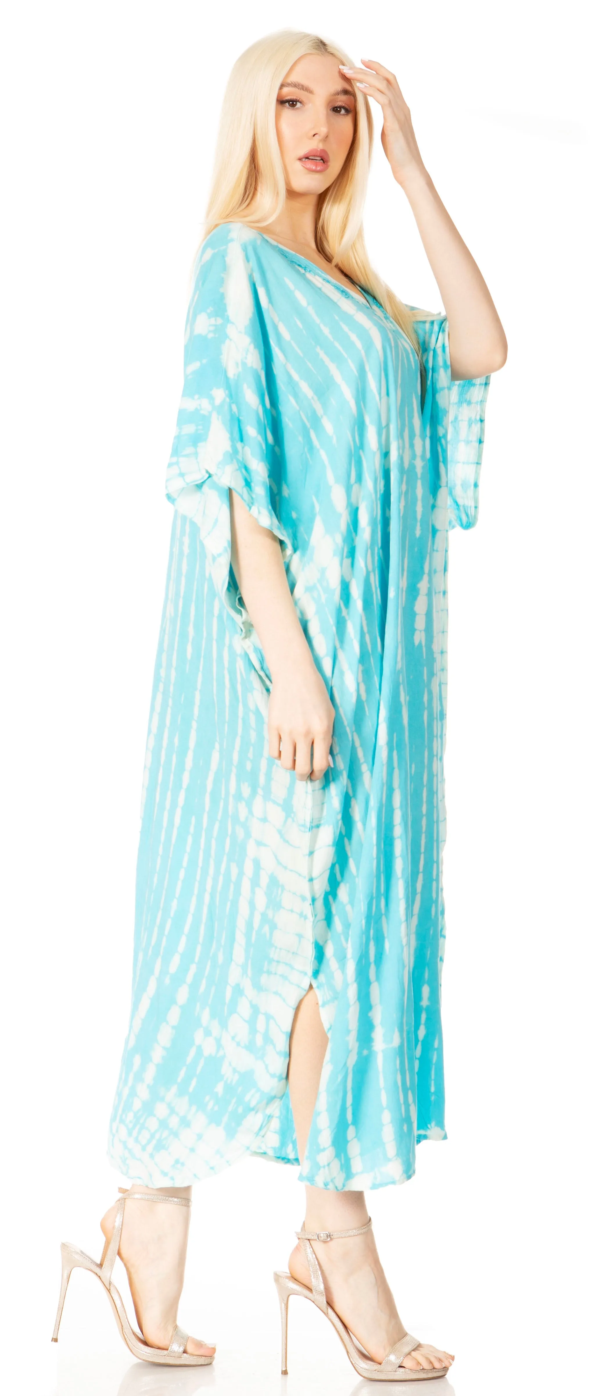 Sakkas Maitte Women's V-Neck Printed Kaftan Cover-Up Dress for the Beach