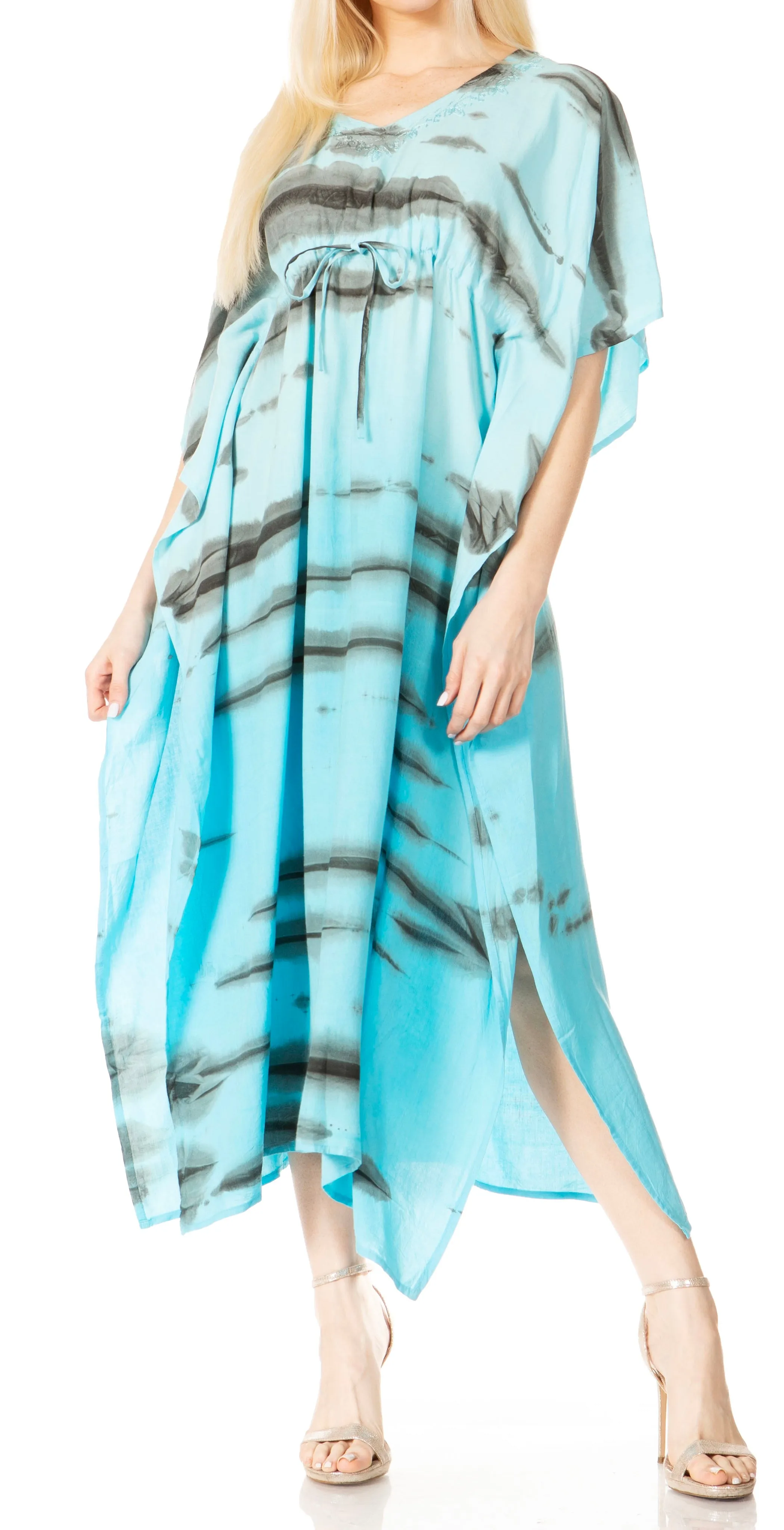 Sakkas Maitte Women's V-Neck Printed Kaftan Cover-Up Dress for the Beach