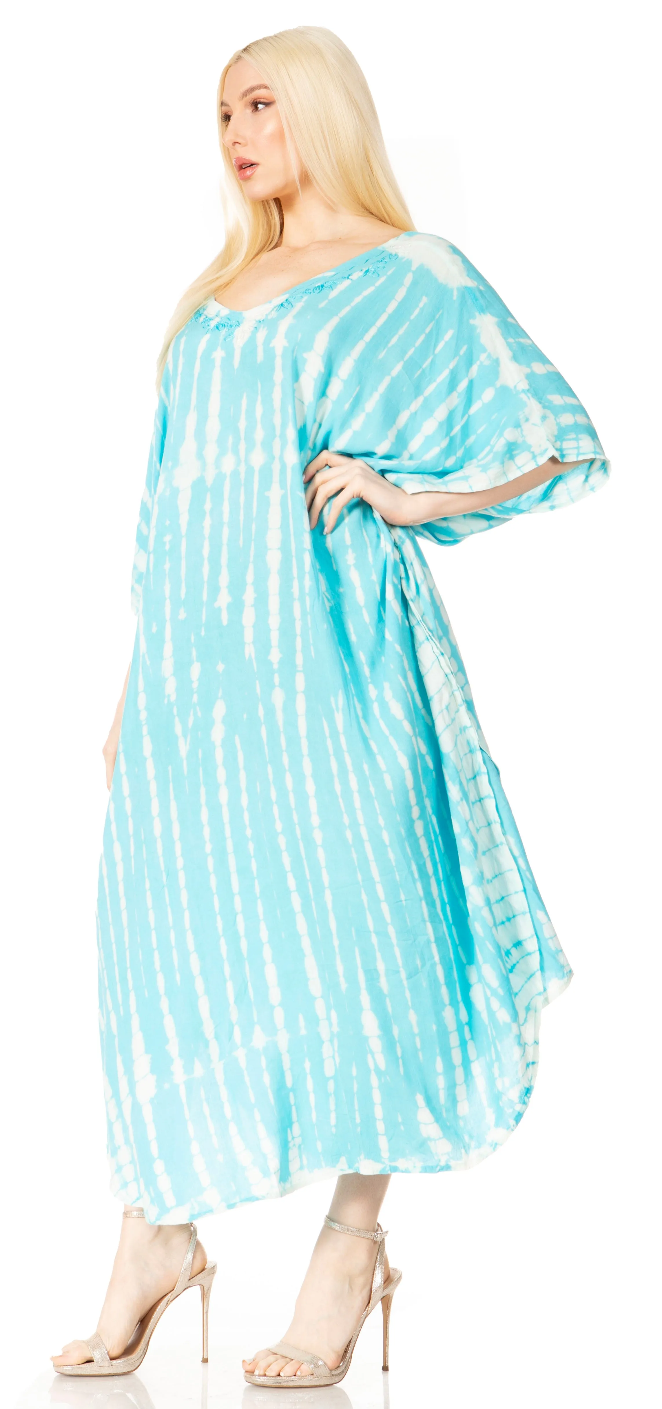 Sakkas Maitte Women's V-Neck Printed Kaftan Cover-Up Dress for the Beach