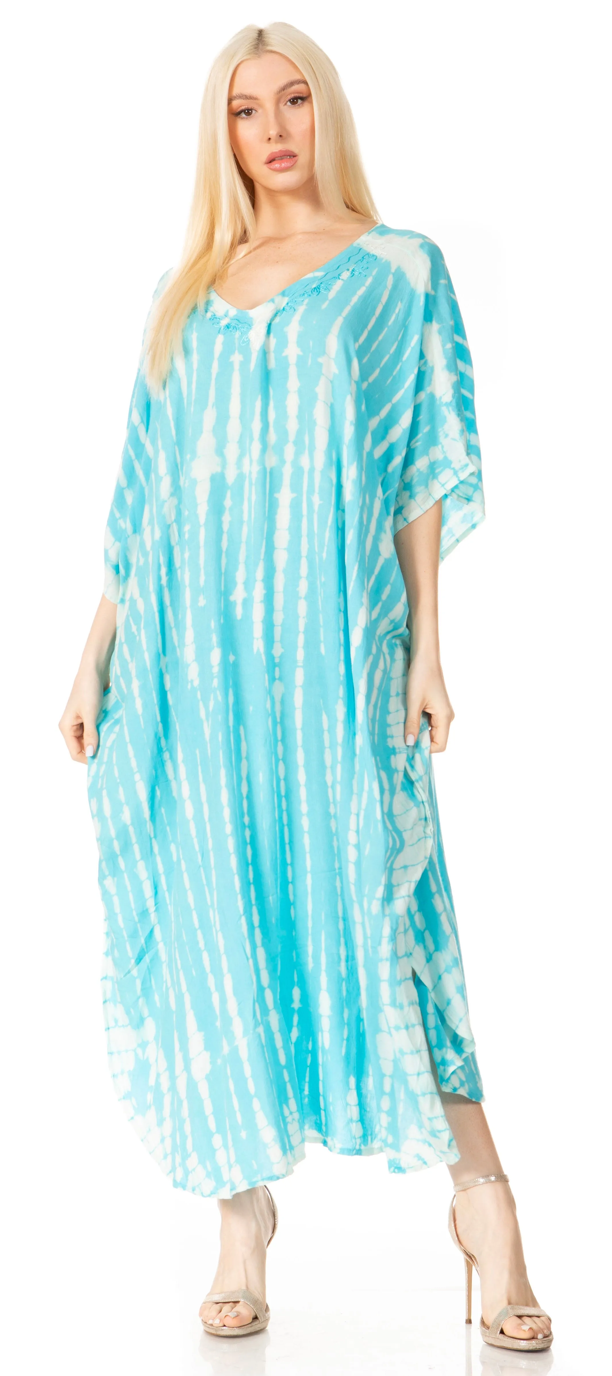 Sakkas Maitte Women's V-Neck Printed Kaftan Cover-Up Dress for the Beach